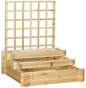 Outsunny Floreira de 3 Níveis com Treliça Móvel Vertical para Cultivo em Pequenos Espaços para Verduras e Ervas 95x95x110 cm Madeira | Aosom Portugal