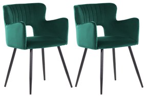 Conjunto de 2 cadeiras de jantar em veludo verde esmeralda SANILAC Beliani