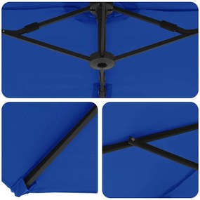 Guarda-sol cantilever de jardim azul ciano 372 x 198 x 253 cm