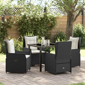 vidaXL Conjunto de Jantar de Jardim com 5 Peças em Rattan Preto