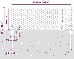 Postes de Cerca vidaXL 11 pcs U-Channel 40 cm Aço Galvanizado