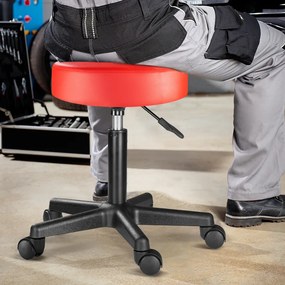 Banco giratória em 360° com rodas em couro sintético Ø35 x 48 x 46-60 cm Vermelho