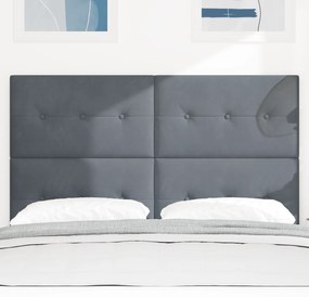 Cabeceira vidaXL Botão Estofada Cinza Escuro 140 cm Veludo