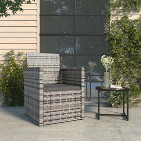 vidaXL Poltrona de jardim com almofadão vime PE cinzento