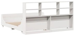 Cama com estante sem colchão 200x200 cm madeira maciça branco