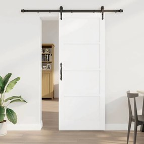 Porta Deslizante vidaXL com Conjunto de Ferragens Branco 83x211 cm de Madeira de Pinho Sólido