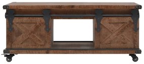 Mesa de centro em madeira de abeto maciça 91x51x38 cm castanho