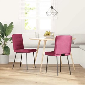 Cadeiras de jantar 2 pcs veludo vermelho tinto