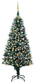 vidaXL Árvore Natal artificial pré-iluminada c/ bolas e pinhas 210 cm