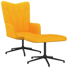327585 vidaXL Cadeira de descanso com banco tecido amarelo mostarda