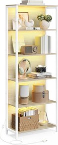 Estante com 6 prateleiras e iluminação 30,3 x 60 x 178,6 cm bege natural
