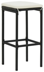 5 pcs conjunto de bar para jardim com almofadões preto