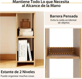 Secretária para computador 80 x 40 x 74 cm de escritório com 2 prateleiras para espaços reduzidos Natural