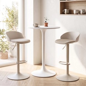 Conjunto de 2 Bancos de Bar Giratórios, 42 x 42 x 75-96,5 cm (MESA NÃO INCLUIDA), Altura Ajustável, Bege