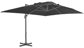 Guarda-sol cantilever com poste de alumínio 400x300cm antracite