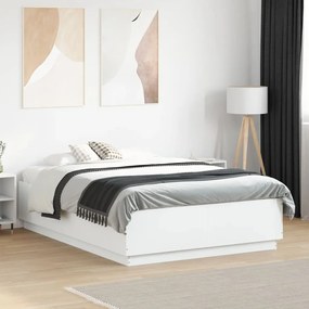 Estrutura de cama 140x190 cm derivados de madeira branco