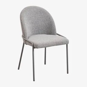 Cadeira De Jantar Estofada Grolet Bouclé Antracite Cinzento - Sklum