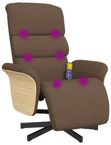 Cadeira de massagens reclinável c/ apoio de pés tecido castanho