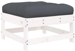 Apoio de pés p/ jardim c/ almofadão pinho maciço branco