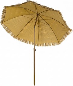 Outsunny Chapéu de Sol de Praia com Franjas de Palha Ø178 cm com Inclinação Altura Ajustável UV50+ Bolsa de Transporte Castanho Claro | Aosom Portugal