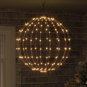 vidaXL Bola com 192 LEDs Branco quente 59,5 x 59,5 x 63 cm Metal