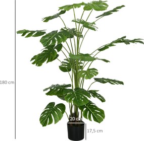 Planta artificial, árvore artificial altura 180 cm, Monstera deliciosa com vaso incluído,  para interior, verde