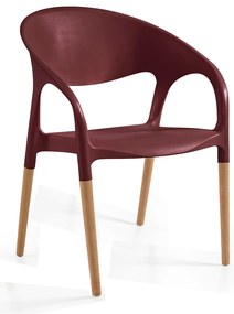 Cadeira Luna Bordeaux, Perna Madeira - Pack 20 unidades