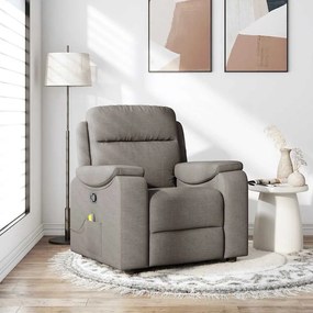 Poltrona de massagens reclinável tecido cinzento-acastanhado