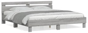 vidaXL Estrutura de cama c/ cabeceira derivados madeira cinza sonoma