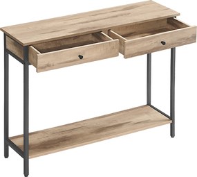 Mesa consola com 2 gavetas 30 x 100 x 80 cm castanho camelo-Preto