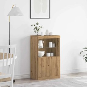 Sideboard vidaXL com luzes LED Carvalho Artesanal 60x37x100 cm