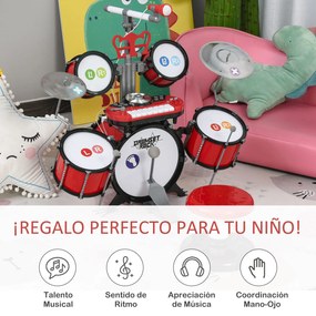 Kit de bateria infantil para crianças acima de 3 anos com tamborete mi