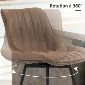 Conjunto de 2 bancos de bar, bancos de bar em PU, assento almofadado com 68 cm de altura, encosto e apoio para os pés, castanho