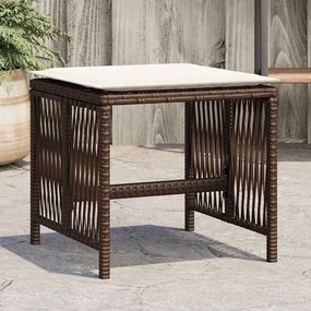 Bancos jardim com almofadões 4 pcs 41x41x36 cm vime PE castanho