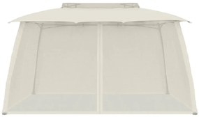 Gazebo c/ teto duplo/paredes de malha 3,93x2,93 m aço creme