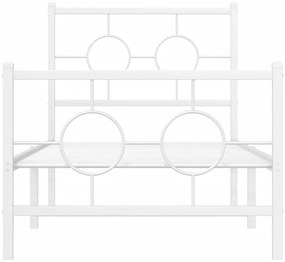 Estrutura de cama com cabeceira e pés 75x190 cm metal branco