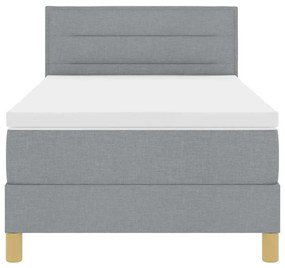 Cama Box Spring com Colchão &amp; LED Cinza claro 80x200 cm Tecido