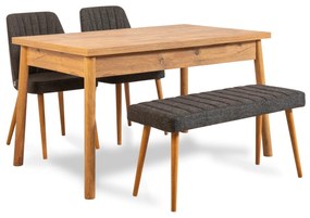 Conjunto de Mesa e Cadeiras Costa – Pinho Atlântico Antracite – Mesa:
