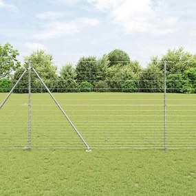 vidaXL Cerca de campo Prateado 25 x 1.6 m Aço galvanizado