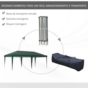 Tenda para Festas 6x3 m Tenda de Jardim com Altura Ajustável em 3 Níve
