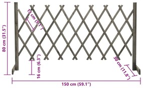 Vedação em treliça para jardim 150x80 cm abeto maciço cinzento