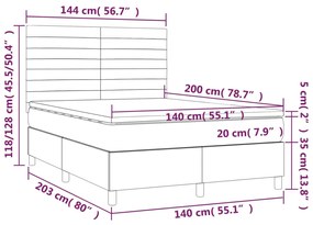 Cama box spring c/ colchão/LED 140x200 cm veludo rosa