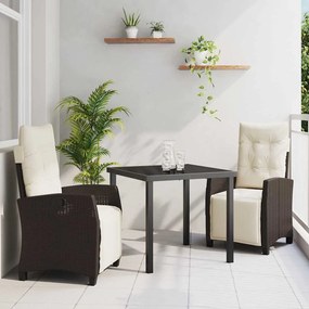 vidaXL Conjunto de Jantar de Jardim 3 Peças em Rattan Poliéster Marrom