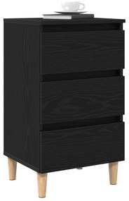 Mesa de Cabeceira vidaXL com Pé de Madeira Carvalho Preto 40x35x69 cm
