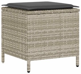 4 pcs conj. sofás jardim c/ almofadões vime PE cinzento-claro