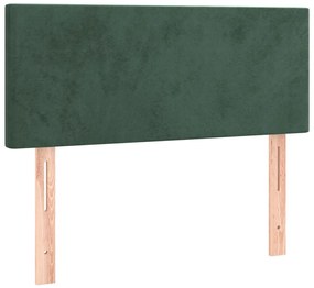 Cama com molas/colchão 90x190 cm veludo verde-escuro