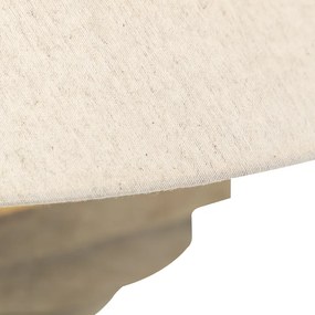Candeeiro de mesa rústico com abajur de linho bege 50 cm - Hyssop Rústico