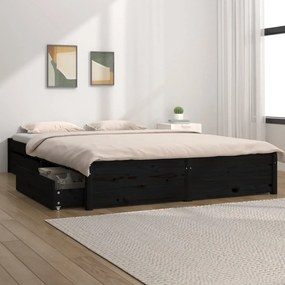 Estrutura de cama com gavetas 160x200 cm preto