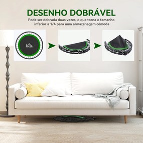 Trampolim Fitness Ø102 Trampolim Dobrável com Pega Ajustável em 4 Níveis Estrutura de Aço Verde
