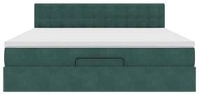 Estrutura de cama otomana com colchão 160x200 cm verde escuro